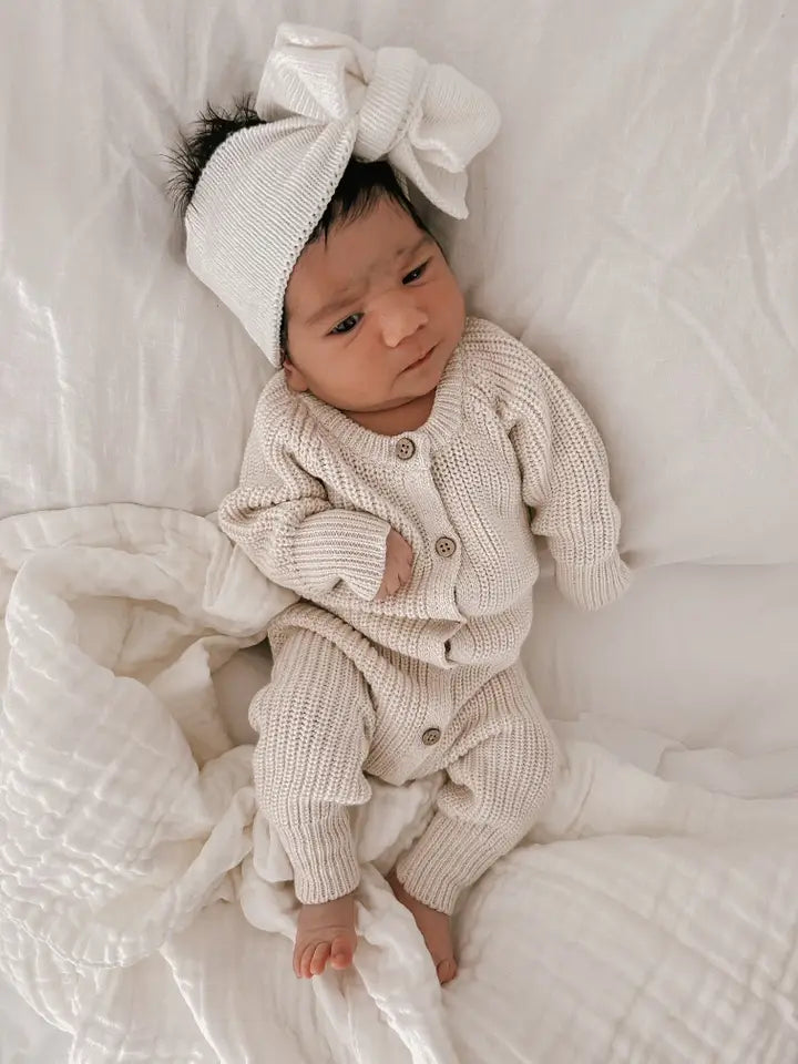 Everyday Ribbed Romper | Light Beige  0-3 Mos.