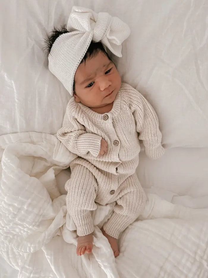 Everyday Ribbed Romper | Light Beige  0-3 Mos.