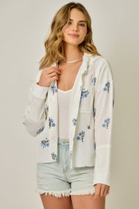 WASHED EMBROIDERY HOODIE JACKET