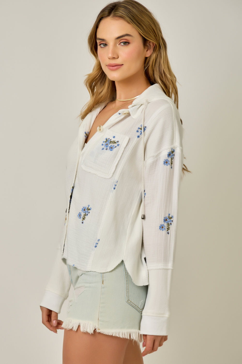 WASHED EMBROIDERY HOODIE JACKET