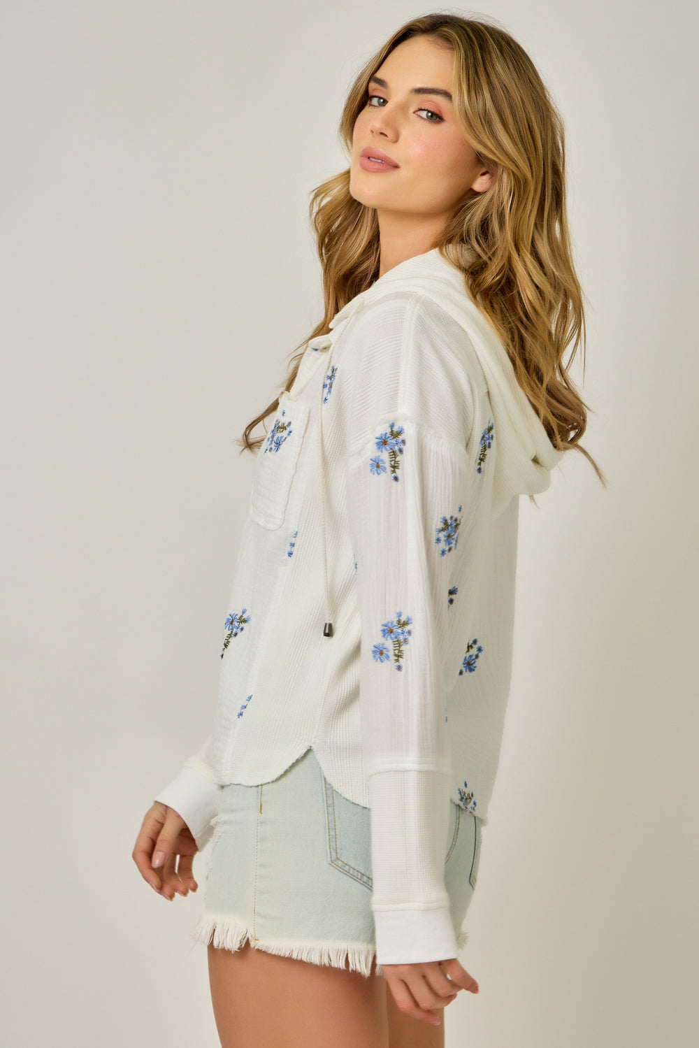 WASHED EMBROIDERY HOODIE JACKET