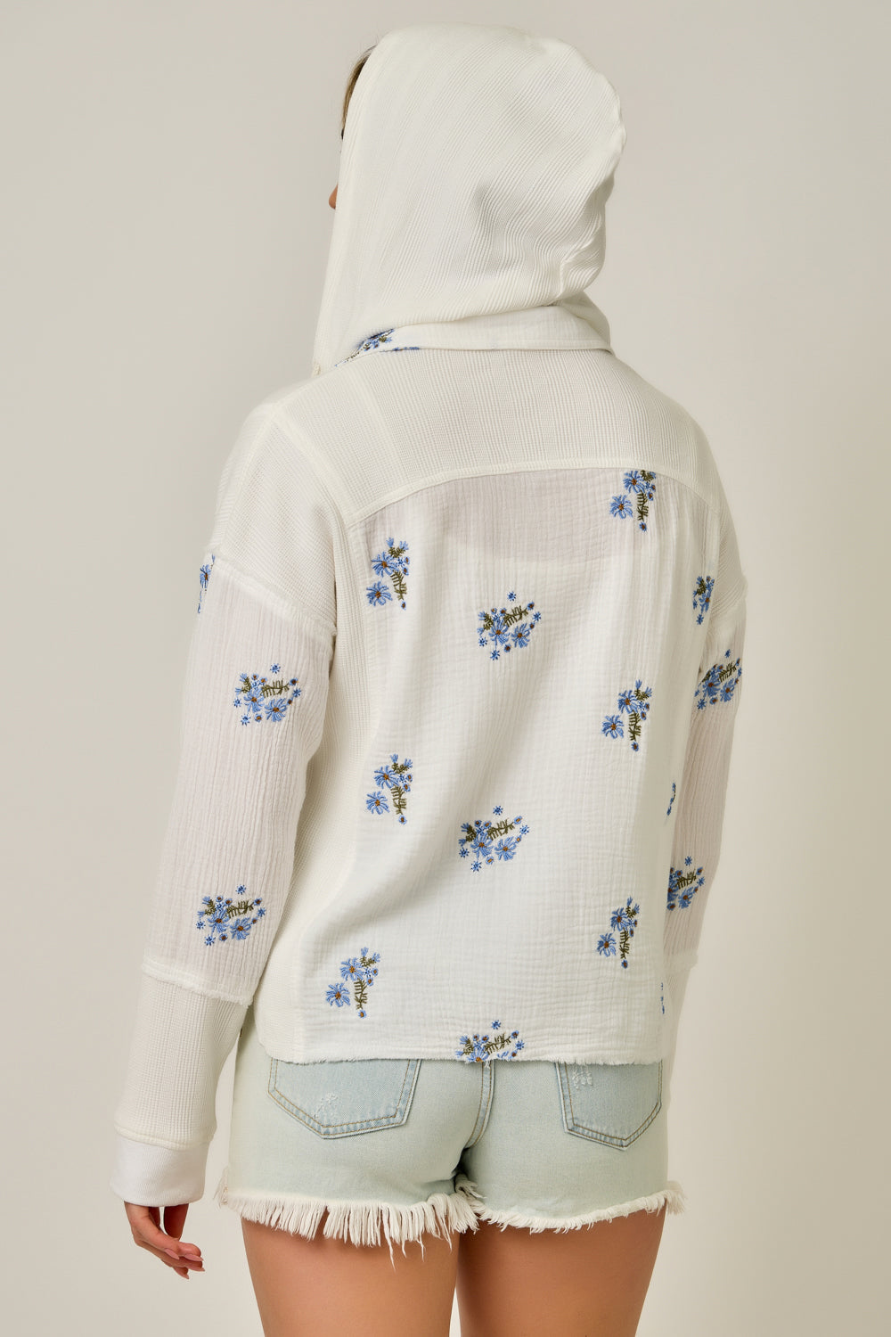 WASHED EMBROIDERY HOODIE JACKET