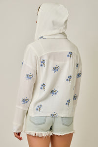WASHED EMBROIDERY HOODIE JACKET