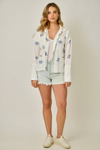 WASHED EMBROIDERY HOODIE JACKET