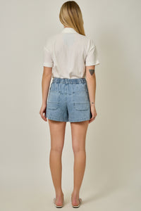 DENIM WASHED PULL-ON SHORTS