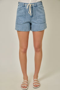 DENIM WASHED PULL-ON SHORTS