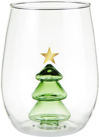 Stemless Wine Glass with Figurine - Tree