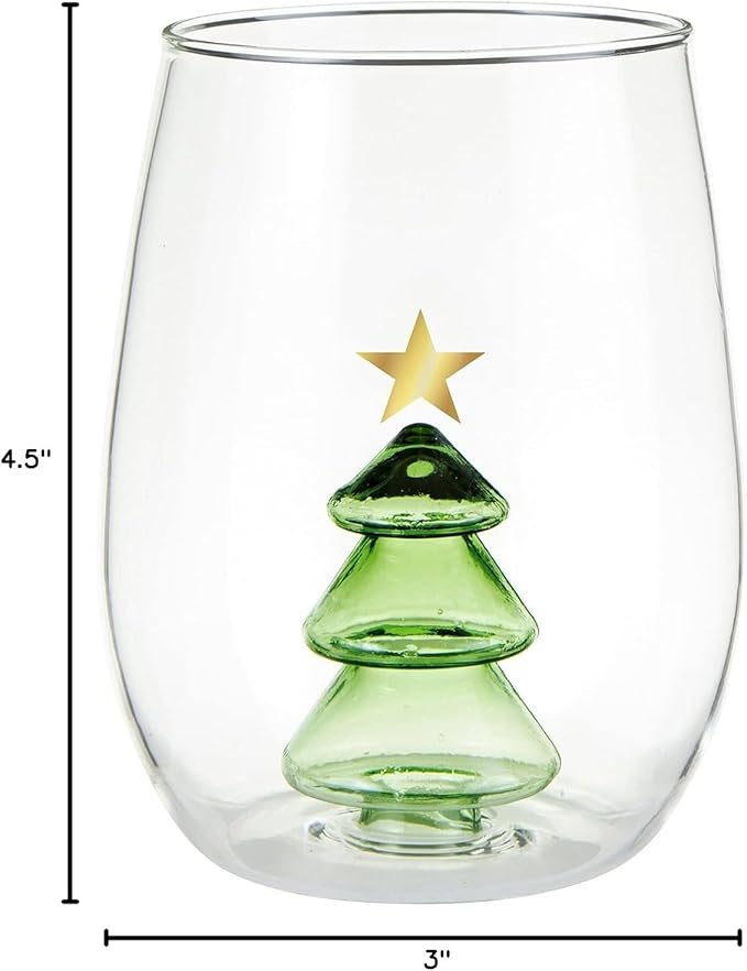 Stemless Wine Glass with Figurine - Tree