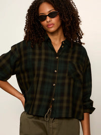 The Autumn Edit Flannel Top Forest Plaid