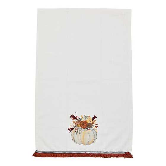 Autumn Frost Pumpkin Applique Dish Towel