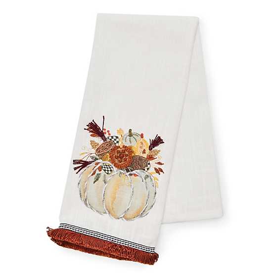 Autumn Frost Pumpkin Applique Dish Towel