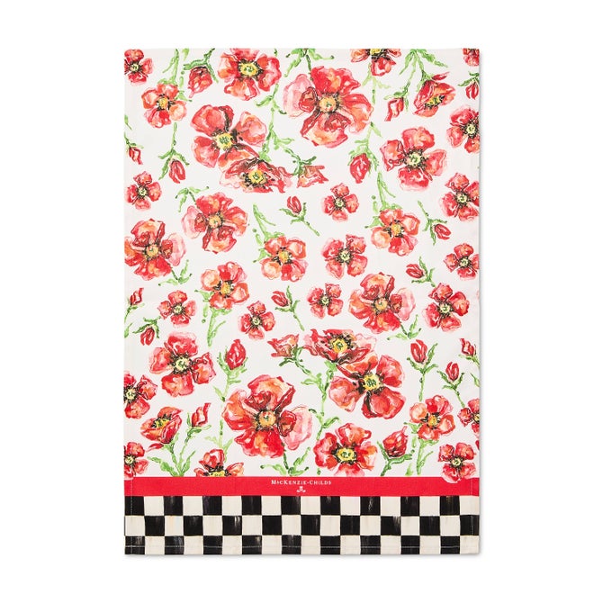 Red Poppies Printed Dish Towel
