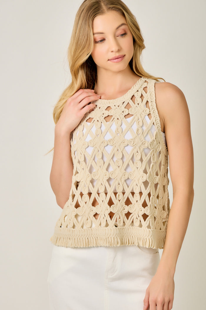 CROCHET FRINGE HEM TANK
