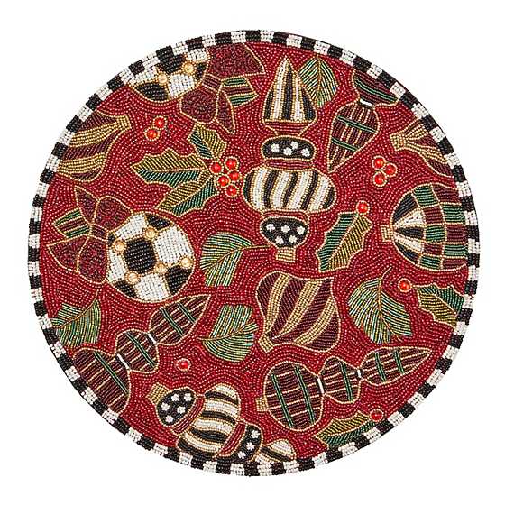 Deck the Halls Red Beaded Placemat