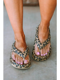 Leopard Print Thick Sole Flip Flops