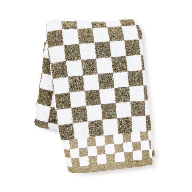 Mocha Check Bath Towel
