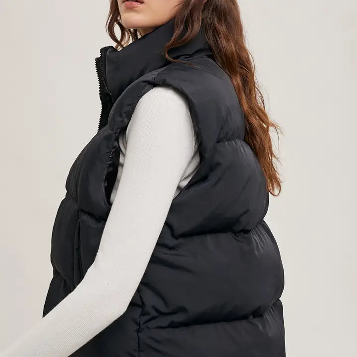 Zipper Front Puffer Vest