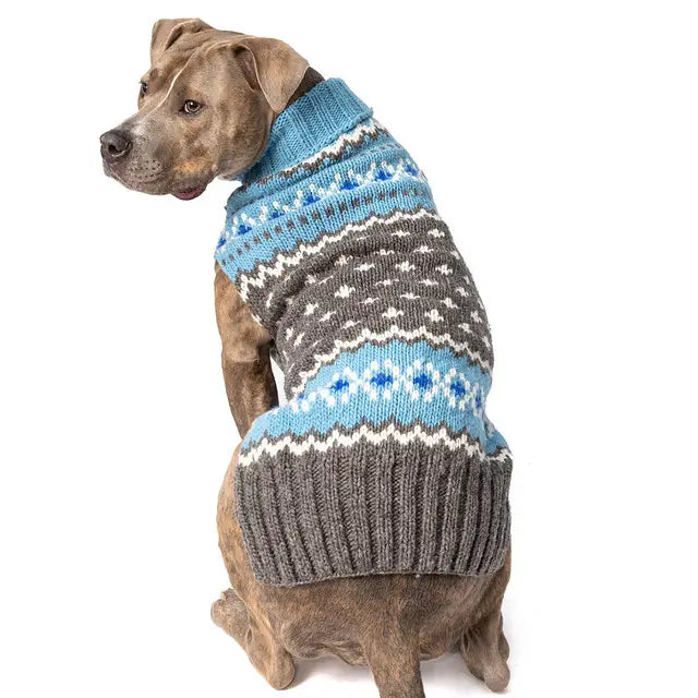 Light Blue Fairisle Dog Sweater