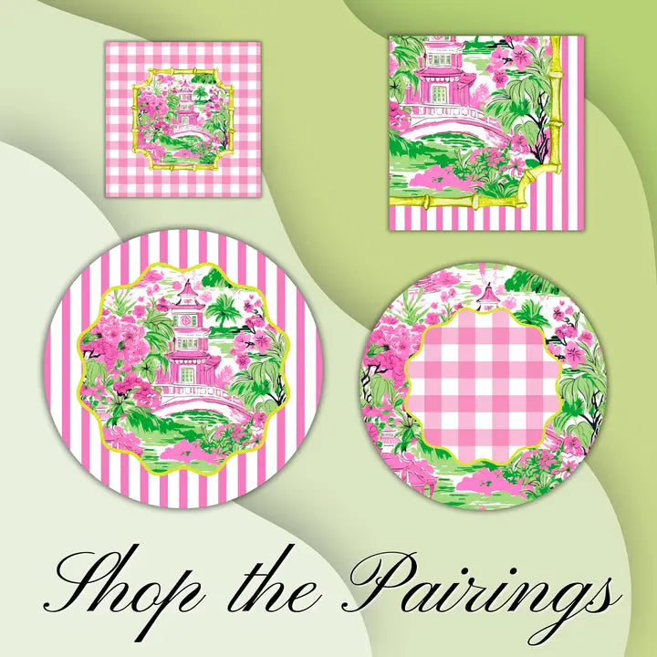 Chinoiserie Gingham Pink Napkins