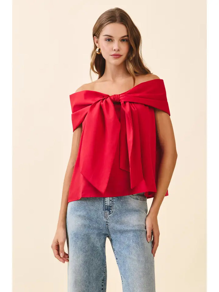 Bow Accented Off the Shoulder Top