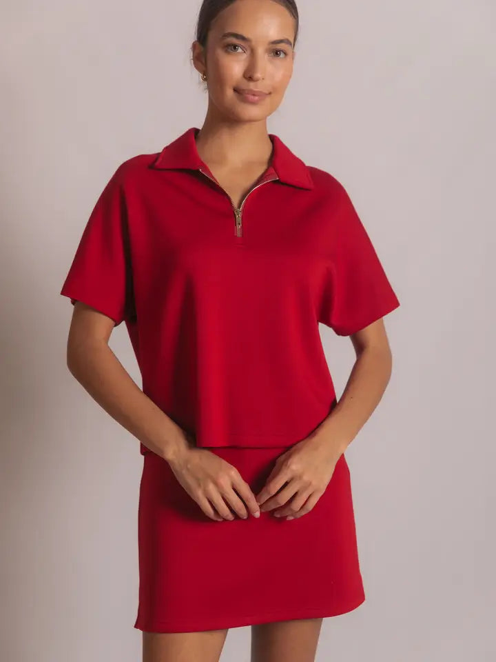 Butter Modal Short Sleeve Quarter Zip Top