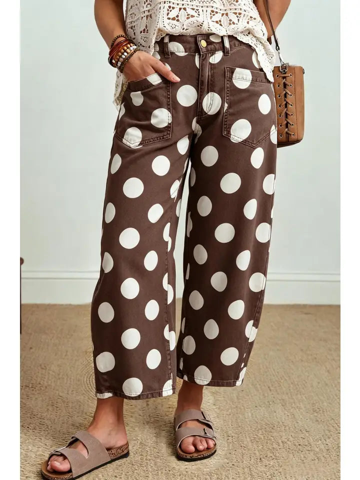 Polka Dot Ankle Length Casual Shift Jeans