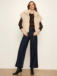 Selena Henley Top Black / Cocoa Powder Stripe
