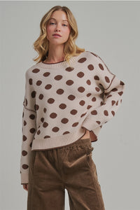 Loose Fit Polka Dot Fall Sweater Top