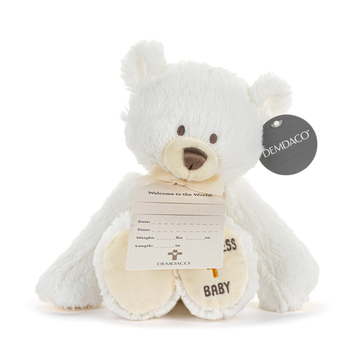 God Bless Baby White Teddy Bear - 11in