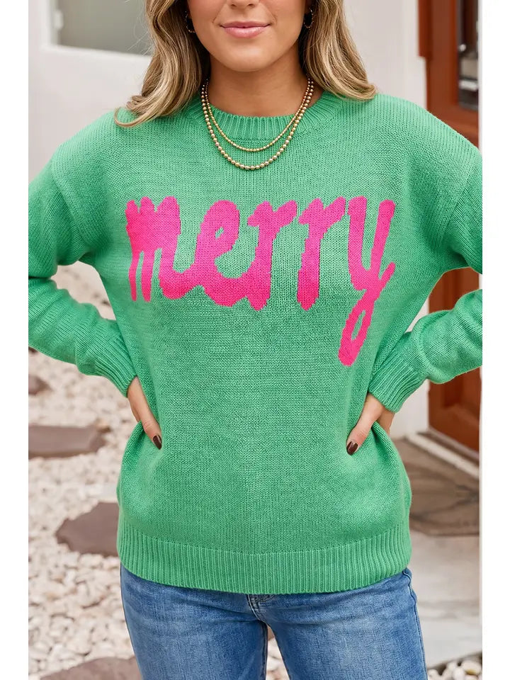 Merry Long Sleeve Christmas Loose Fit Sweater
