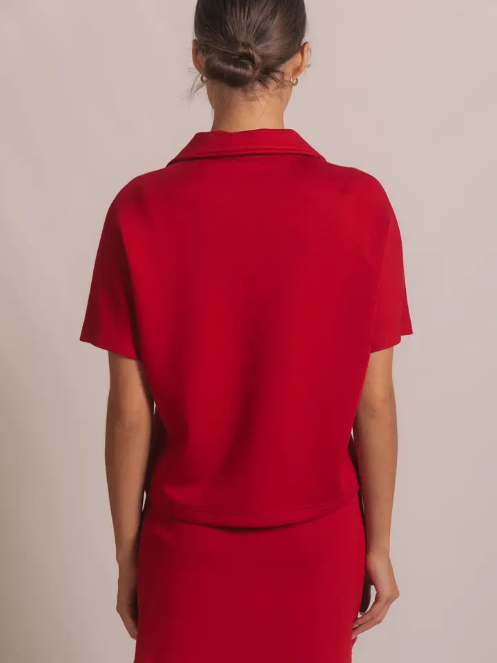 Butter Modal Short Sleeve Quarter Zip Top