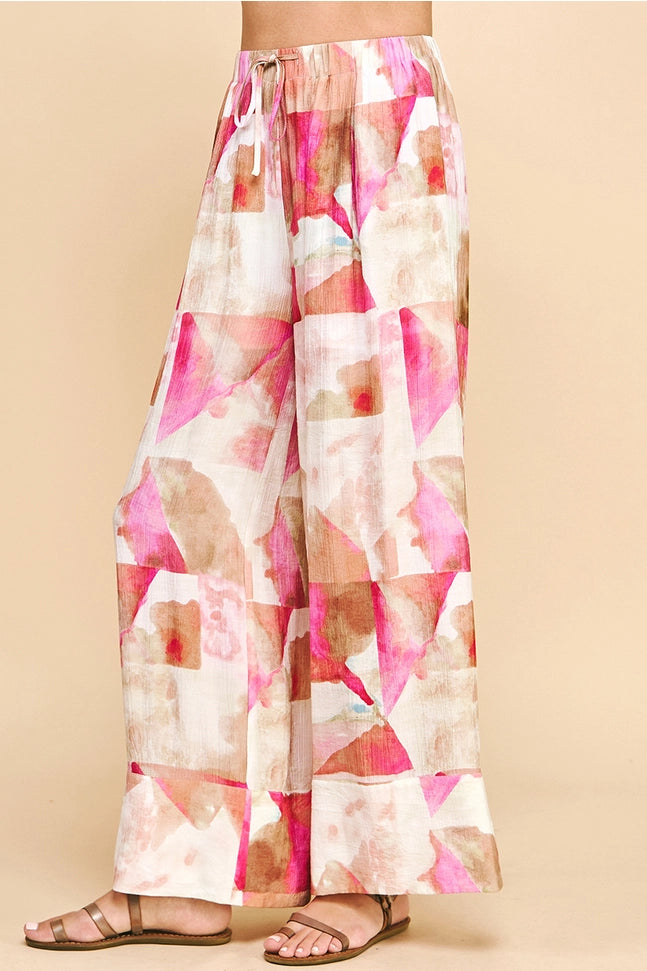 Print Woven Wide Leg Pants