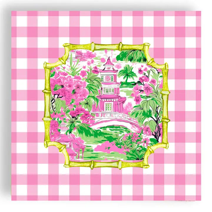 Chinoiserie Gingham Pink Napkins