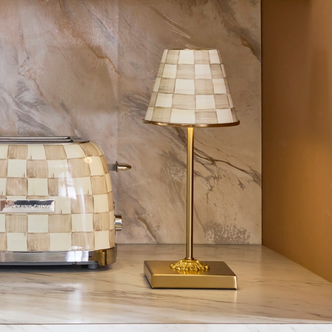 Mocha Check LED Rechargeable Cafe Table Lamp