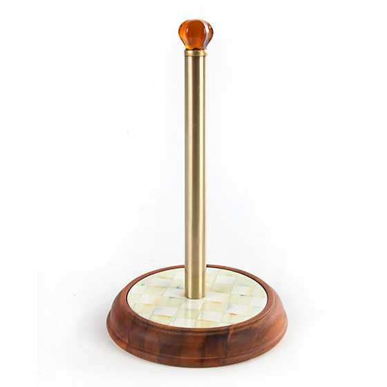 Parchment Check Wood Paper Towel Holder