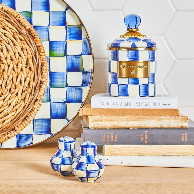Royal Check Enamel Salt & Pepper Shakers
