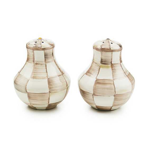 Mocha Check Salt & Pepper Shakers