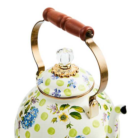 Wildflowers Green 3 Quart Tea Kettle