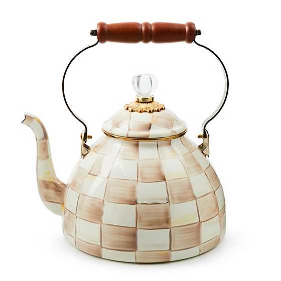 Mocha Check 3 Quart Tea Kettle