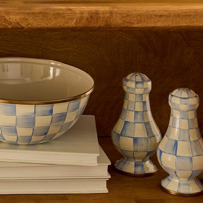 Sky Check Large Salt & Pepper Shakers