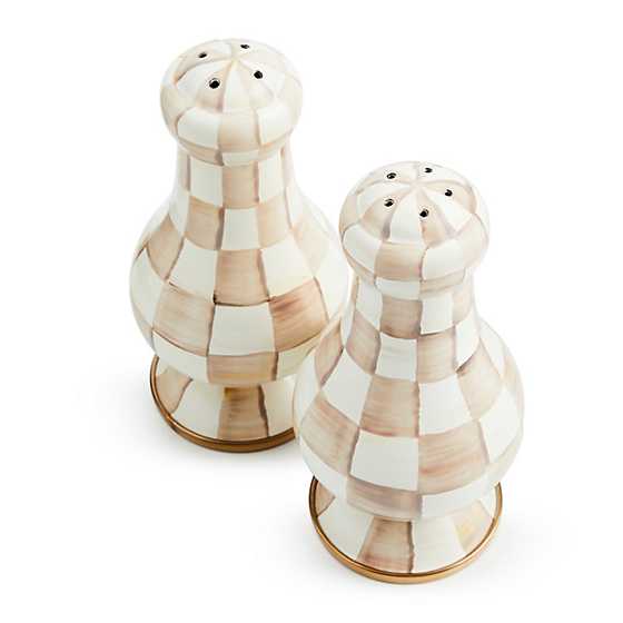 Mocha Check Large Salt & Pepper Shakers