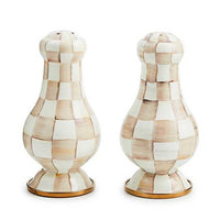 Mocha Check Large Salt & Pepper Shakers