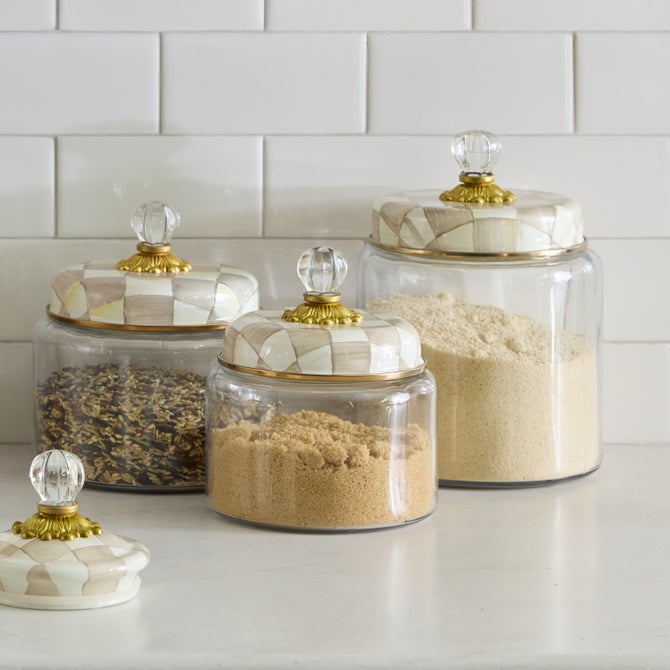 Mocha Check Small Kitchen Canister