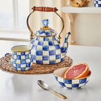 Royal Check Enamel Tea Kettle - 2 Quart