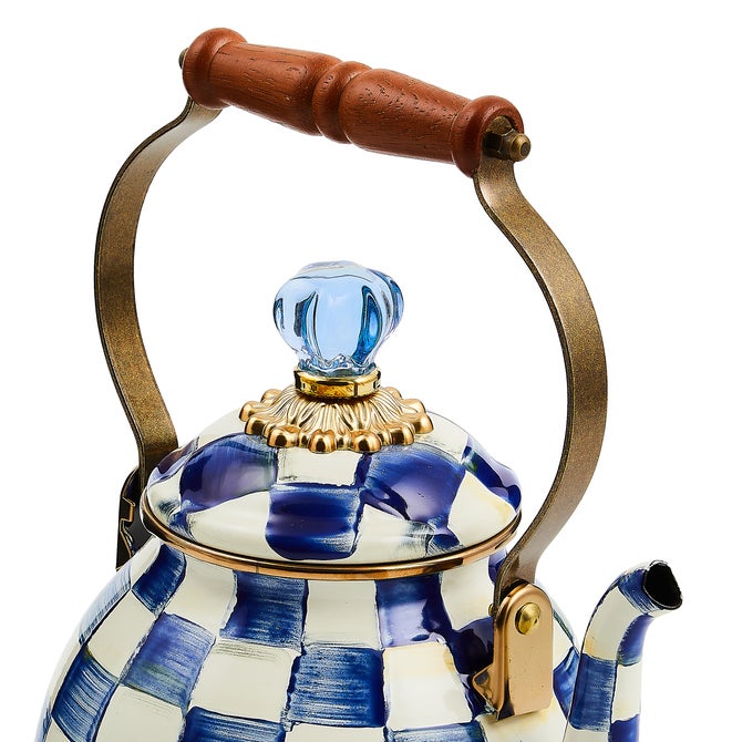 Royal Check Enamel Tea Kettle - 2 Quart