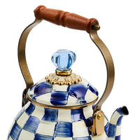 Royal Check Enamel Tea Kettle - 2 Quart