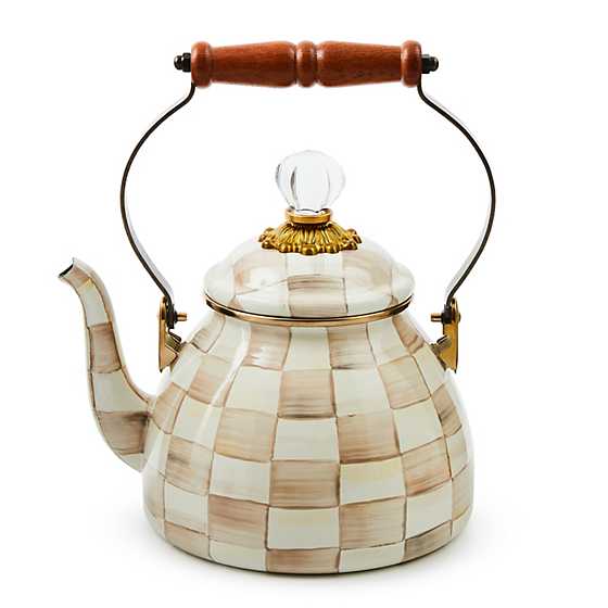 Mocha Check 2 Quart Tea Kettle