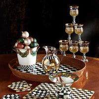 Courtly Check Rattan & Enamel Party Serving Tray