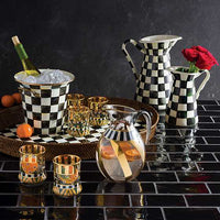 Courtly Check Rattan & Enamel Party Serving Tray