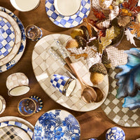 Mocha Check Large Oval Platter